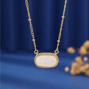 NWT 18K Gold Plated Necklace with White Pendant